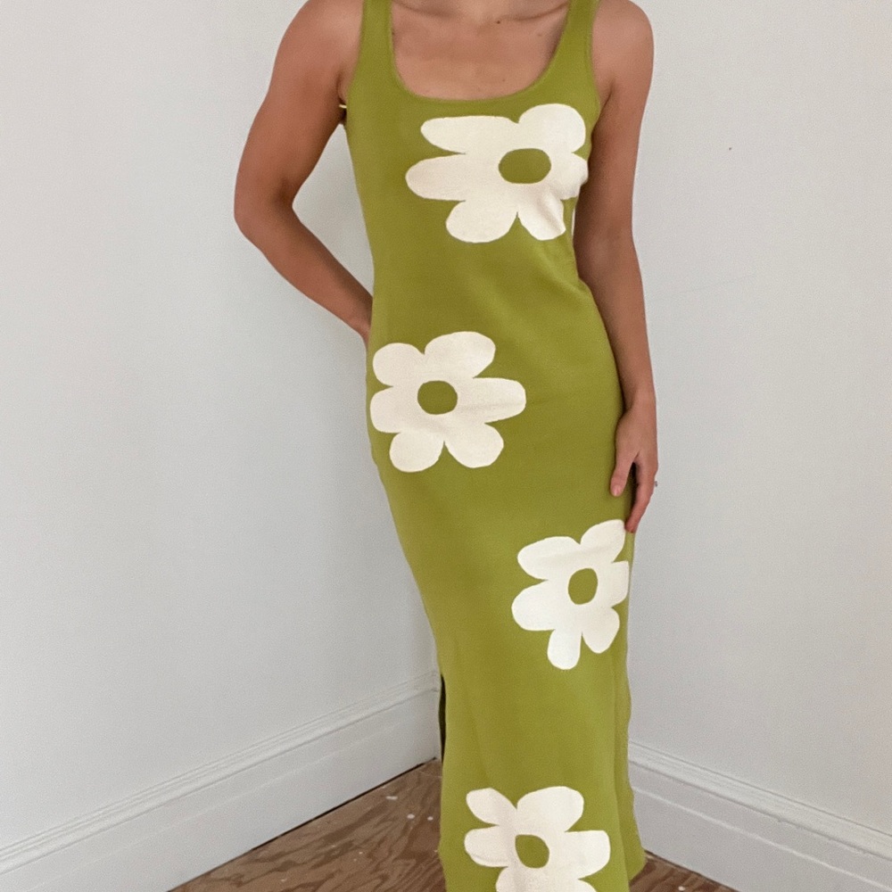 Barely Green Floral Midi Dress